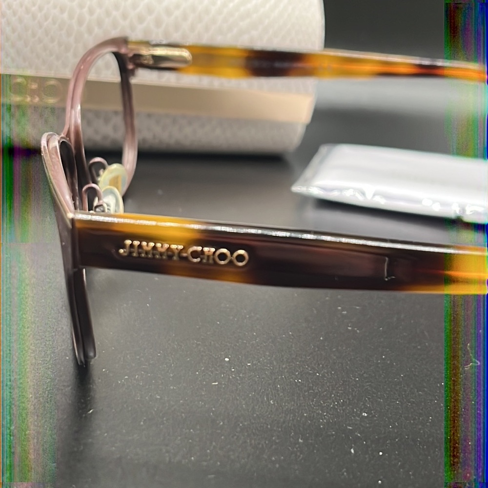 Jimmy Choo Eyeglass Frames Tortoise-Shell With Go… - image 5